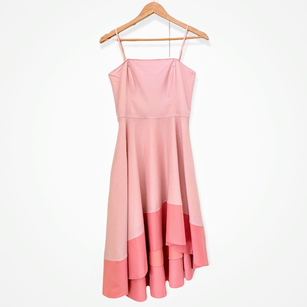 White House Black Market Pink Asymmetrical Dress. Barbie.